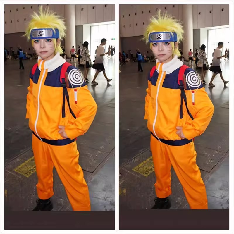 Anime Cosplay Ninja - أزياء اوزوماكي التأثيرية ملابس برتقالية مع