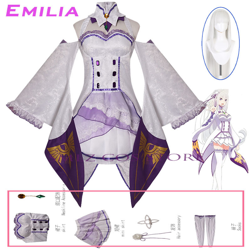 Anime Cosplay Dress For Women - أزياء إميليا التنكرية من أنمي ريزيرو