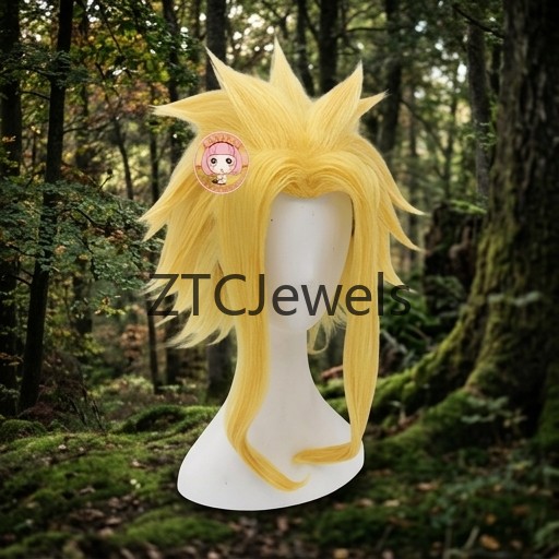 شعر مستعار صناعي أصفر مدبب مقا - مراجعة Anime Cosplay Website وسعره